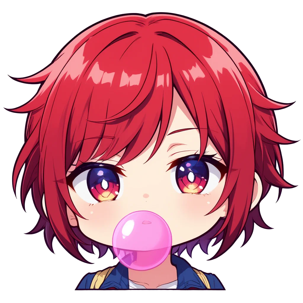 Red hair bubblegum girl