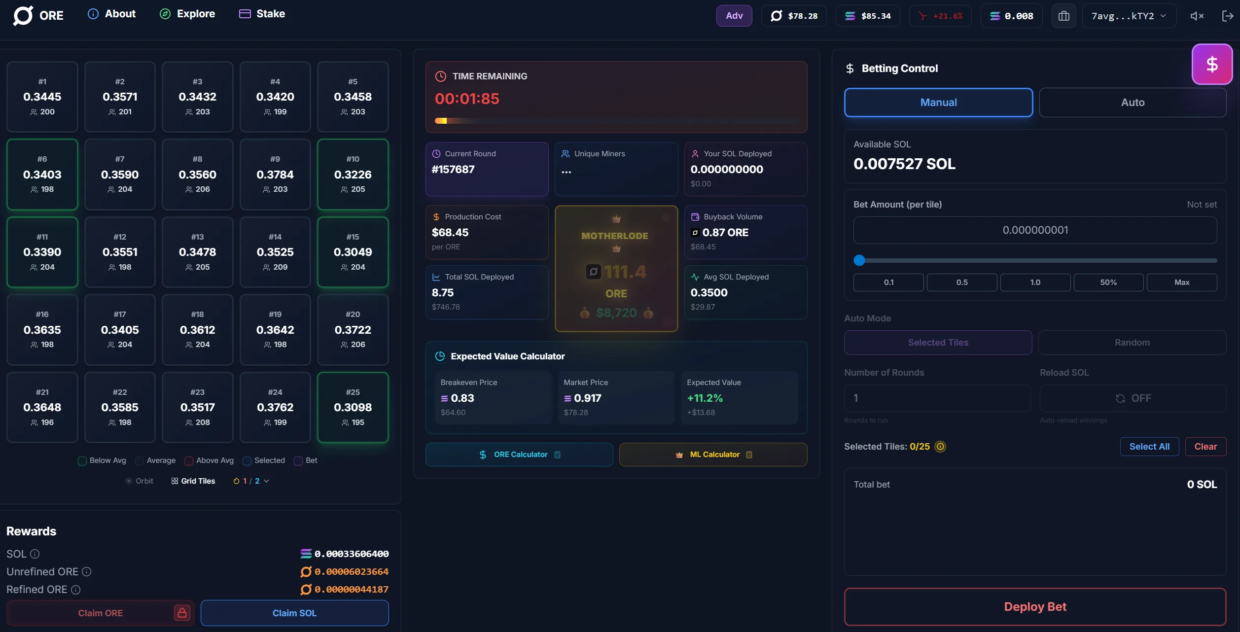 Casinore.io platform screenshot